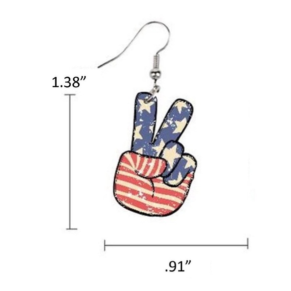 NWT USA Stars and Stripes peace sign dangle earrings - Picture 3 of 3